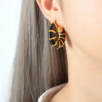 Black Enamel Hoops